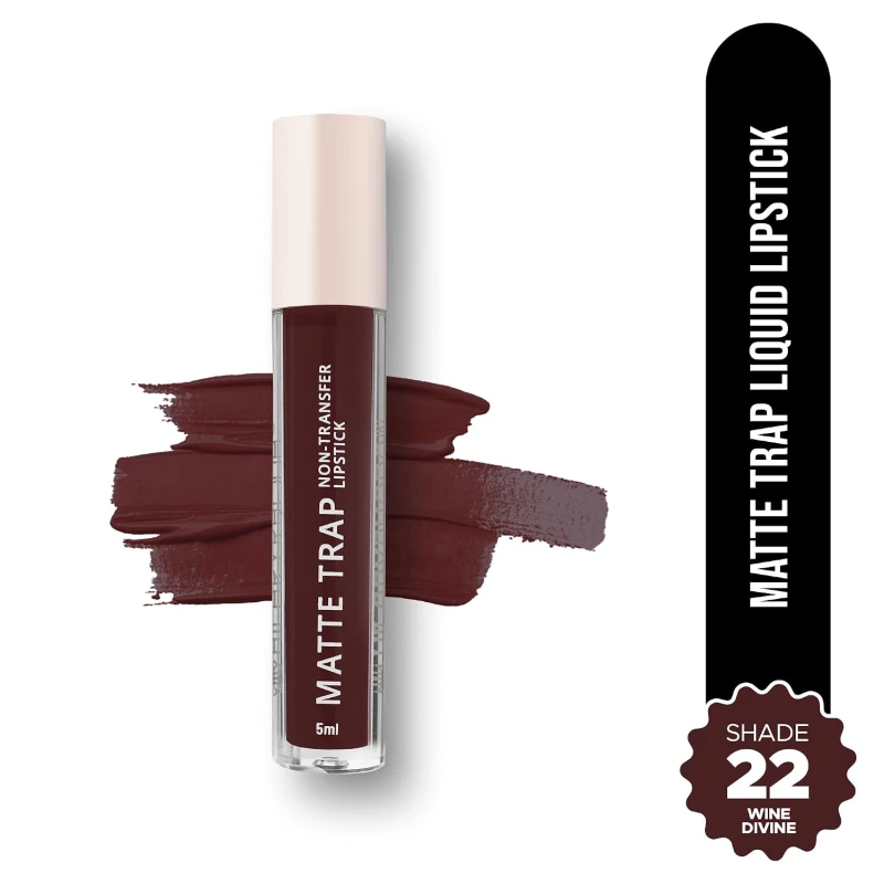 Hilary Rhoda Matte Trap Liquid Lipstick | Non-Transfer & Waterproof Lipstick | 8-Hour Long Stay | Non-Drying Formula | 5ml (Wine Divine - Shade 22) thumbnail 2